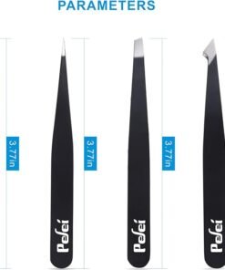Pefei Tweezers Set - Professional Stainless Steel Tweezers for Eyebrows - Great Precision for Facial Hair, Splinter and Ingrown Hair Removal (Black) - Image 4