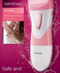 Philips Beauty SatinShave Essential Women's Wet & Dry Electric Shaver for Legs, Cordless, Pink and White, HP6306/50 - Image 4