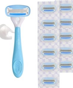 Amazon Basics 5-Blade Razor for Women, Handle, 12 Cartridges & Shower Hanger (Cartridges fit Amazon Basics Razor Handles only) 14 Piece Set, Blue Amazon Basics 5-Blade Razor for Women, Handle, 12 Cartridges & Shower Hanger (Cartridges fit Amazon Basics Razor Handles only) 14 Piece Set, Blue - Image 6