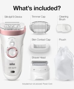Braun Epilator Silk-épil 9 9-720, Hair Removal Device, Epilator for Women, Wet/Dry, Waterproof, 3-in-1 Epilate, Shave, or Trim, Salon-Like Smooth Skin, Womens Shaver & Trimmer, Cordless, Rechargeable - Image 5