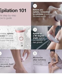 Braun Epilator Silk-épil 9 9-720, Hair Removal Device, Epilator for Women, Wet/Dry, Waterproof, 3-in-1 Epilate, Shave, or Trim, Salon-Like Smooth Skin, Womens Shaver & Trimmer, Cordless, Rechargeable - Image 7